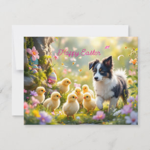 Glad påsk Collie och Chickar Julkort