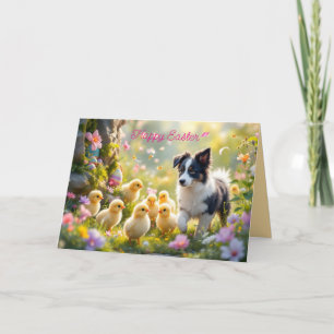 Glad påsk Collie och Chickar Kort
