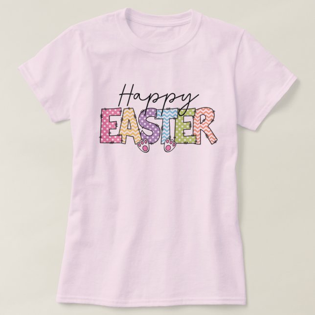 Glad påsk Colorful Bunny Design T Shirt (Design framsida)
