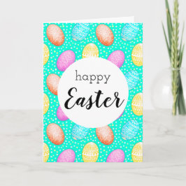 Glad påsk Colorful Egg Mönster Hälsning Kort