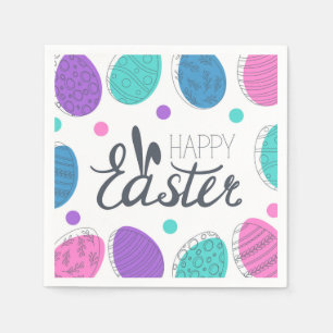 Glad påsk Colorful Modern Eggs Typography Pappersservett