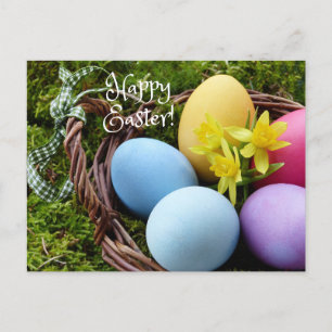 Glad påsk Colorful Påskägg Basket Vykort