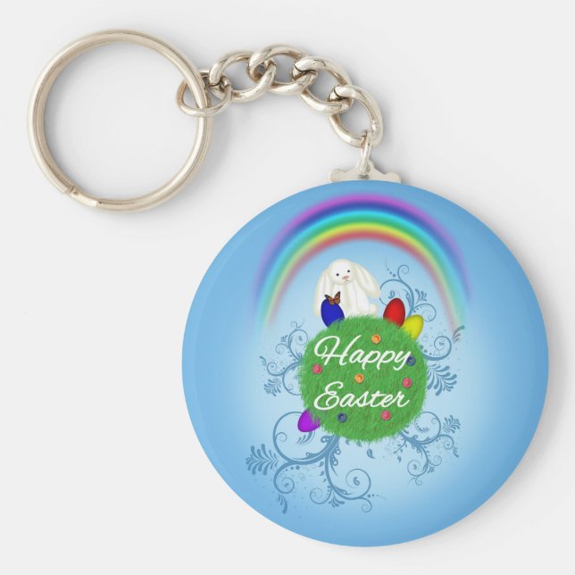 Glad påsk Colorful Planet Nyckelring (Framsidan)