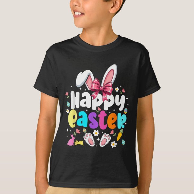 Glad påsk Coquette Bow Bunny Kanin Påskdagen T Shirt (Framsida)