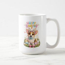 Glad Påsk Corgi Mugg – Söta Kaninöron Hund 