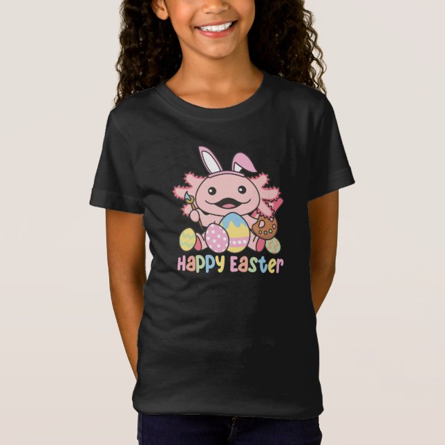 Glad påsk Cute Axolotl Påsk med Påskägg T Shirt (Framsida)