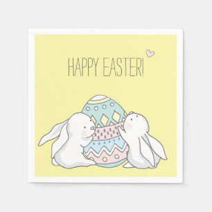 Glad påsk! Cute Baby Bunnies - Gult Pappersservett