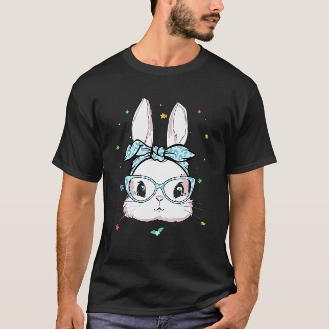 Glad påsk Cute Bunny Ansikte Leopard Headband Glas T Shirt (Framsida)