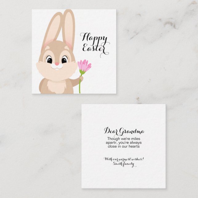 Glad påsk Cute Bunny Anteckningskort (Fram/baksida)