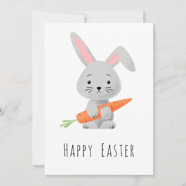 Glad påsk Cute Bunny Carrot Helgdag Card Julkort (Framsida)