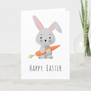 Glad påsk Cute Bunny Carrot-Helgdag-kort Helgkort