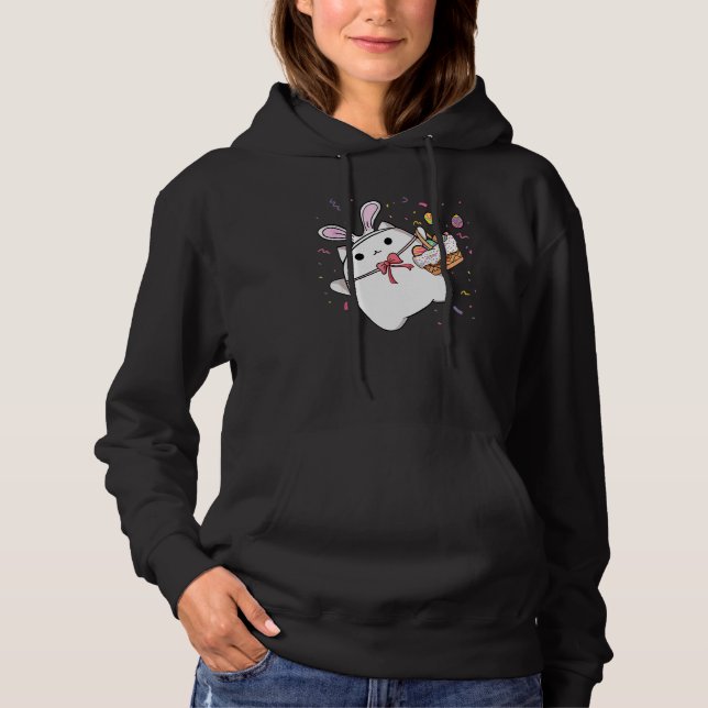 Glad påsk Cute Bunny Cat Eggs Basket Manar Kvinnor T Shirt (Framsida)