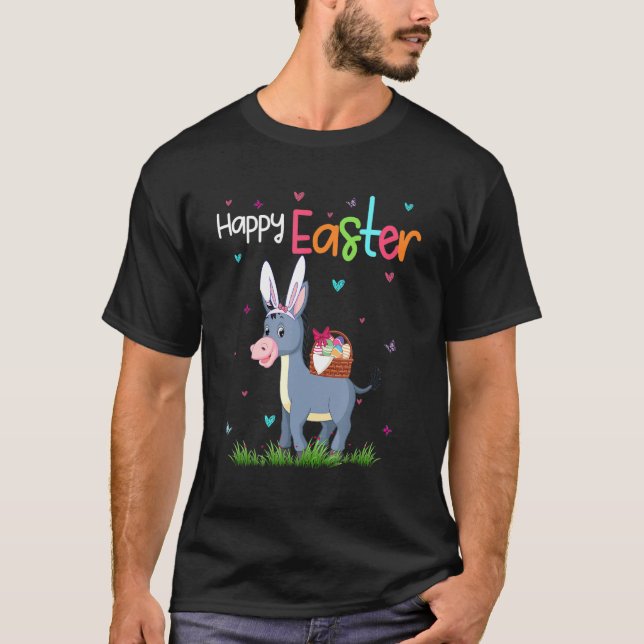 Glad påsk Cute Bunny Donkey Cute Påsk Donkey T Shirt (Framsida)
