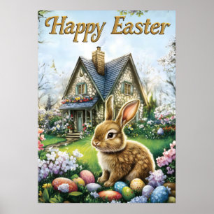 Glad påsk Cute Bunny Egg Poster