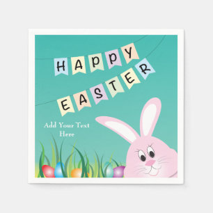 Glad påsk Cute Bunny & Eggs Pappersservett