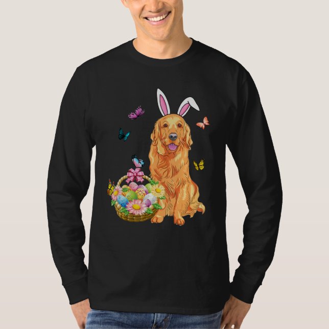Glad påsk Cute Bunny Golden Retriever B T Shirt (Framsida)
