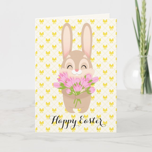 Glad påsk Cute Bunny Helgkort (Framsida)
