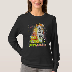 Glad påsk Cute Bunny Hund Dalmatian Eggs Basket T Shirt