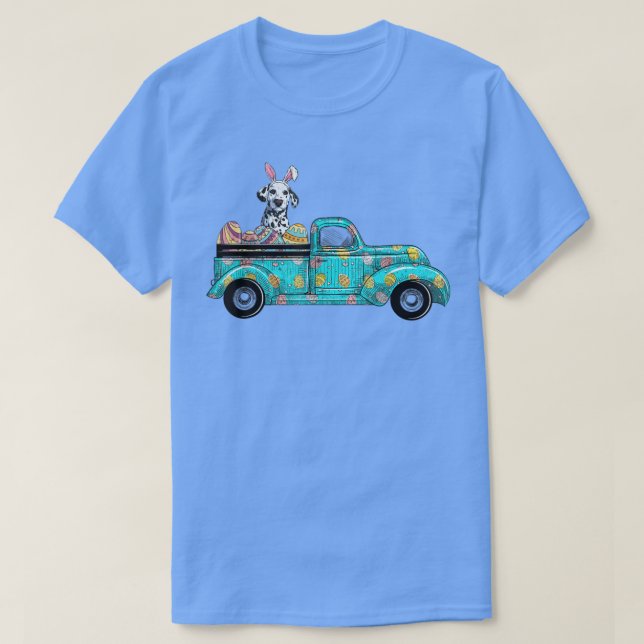Glad påsk Cute Bunny Hund Dalmatian Eggs Old Tru T Shirt (Design framsida)
