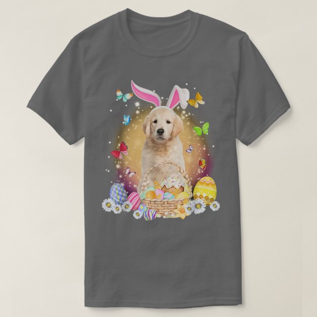 Glad påsk Cute Bunny Hund Golden Retriever Eggs  T Shirt (Design framsida)