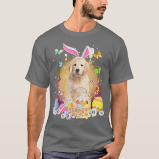 Glad påsk Cute Bunny Hund Golden Retriever Eggs T Shirt