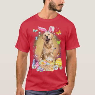 Glad påsk Cute Bunny Hund Golden Retriever Eggs T Shirt