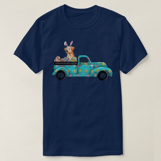 Glad påsk Cute Bunny Hund Labrador Eggs Old Truc T Shirt (Design framsida)