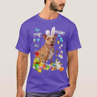 Glad påsk Cute Bunny Hund Pitbull Eggs Basket Fu T Shirt