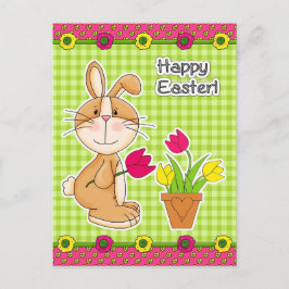 Glad påsk. Cute Bunny med Tulips Helg Vykort