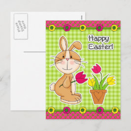 Glad påsk. Cute Bunny med Tulips Helg Vykort