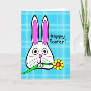 Glad påsk!, Cute Bunny och Gult Flower Helgkort