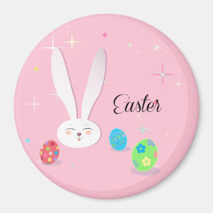 Glad påsk Cute Bunny Påskäggen Hunt Party Magnet
