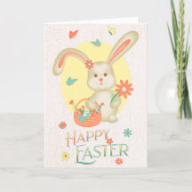 Glad påsk Cute Bunny Personlig Blommigt Pastel