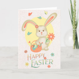 Glad påsk Cute Bunny Personlig Blommigt Pastel Helgkort