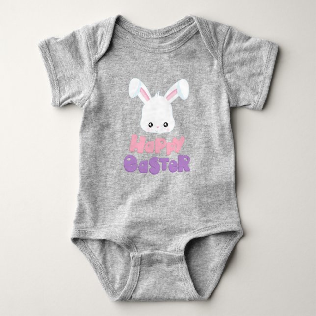 Glad påsk, Cute Bunny, White Bunny, kanin T Shirt (Framsida)