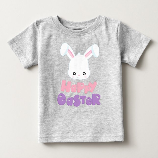 Glad påsk, Cute Bunny, White Bunny, kanin T Shirt (Framsida)