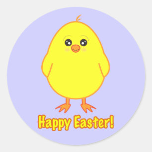 Glad påsk Cute Chick på Lila Runt Klistermärke