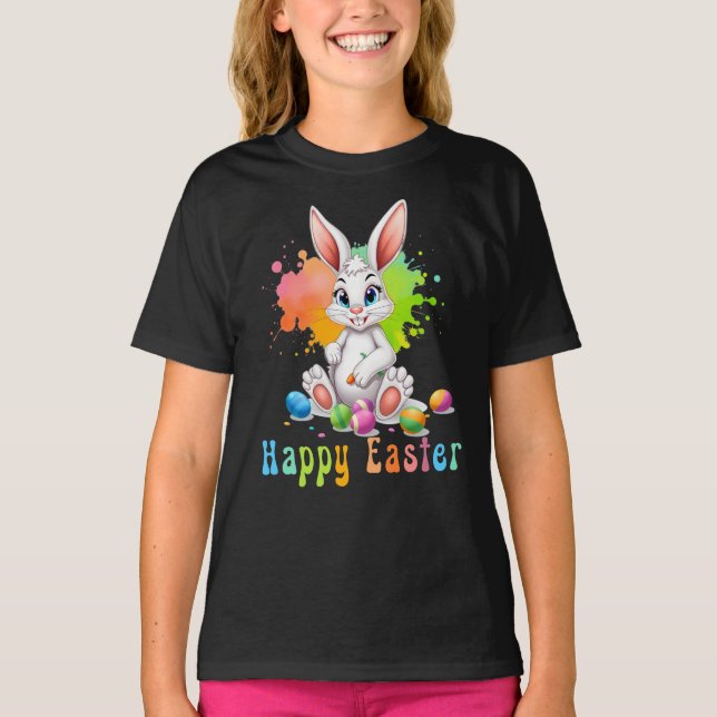 Glad påsk, Cute Colorful Påsk T Shirt (Framsida)