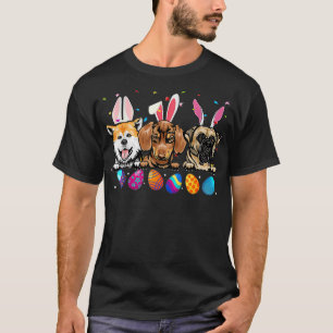 Glad påsk Cute Dachshund Hundälskares Wearing Bun T Shirt