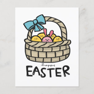 Glad påsk Cute Eggs Basket Kanin Bunny Eggs Flygblad