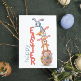 Glad påsk Cute Funny Modern Bunny Rabbit Egg Kort