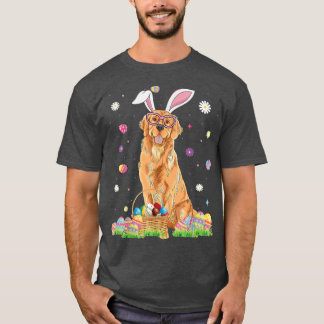 Glad påsk Cute Golden Retriever Bunny Öron Hund  T Shirt