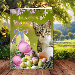 Glad påsk Cute Kitten Greeting Card Kort