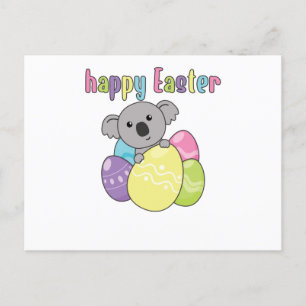 Glad påsk Cute Koala vid Påsk med Påskägg Vykort