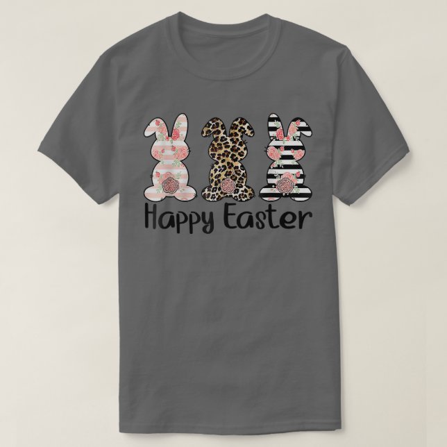 Glad påsk Cute Leopard Bunnies Påsk Matching T Shirt (Design framsida)