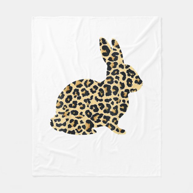 Glad påsk Cute Leopard Bunny Rabbit _1 Fleecefilt (Framsidan)