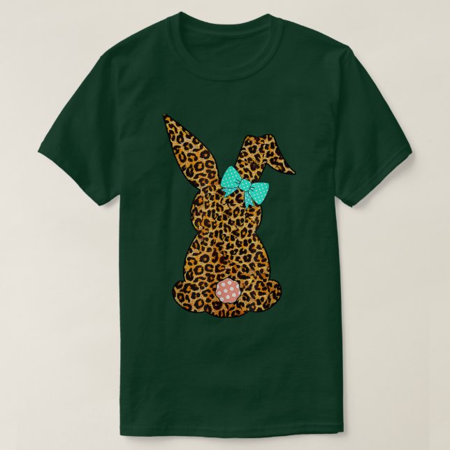 Glad påsk Cute Leopard Bunny Rabbit Women Funny T Shirt (Design framsida)