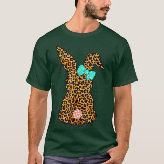 Glad påsk Cute Leopard Bunny Rabbit Women Funny T Shirt