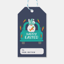 Glad påsk Cute Modern Gnome Lastbil Namn Presentetikett