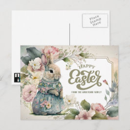 Glad påsk. Cute Old-Fashioned Bunny Helg Vykort